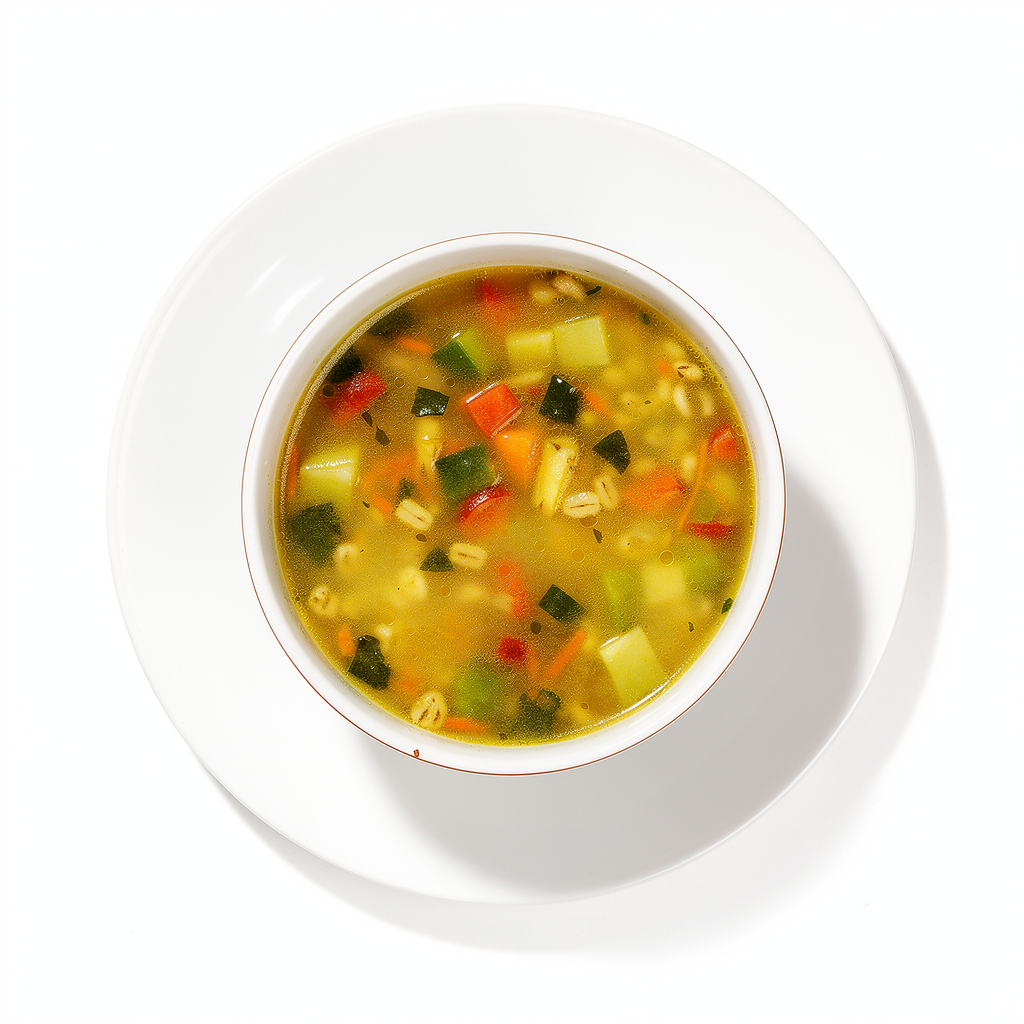 Tradycyjna zupa jęczmienna z kiszonymi ogórkami i boczkiem