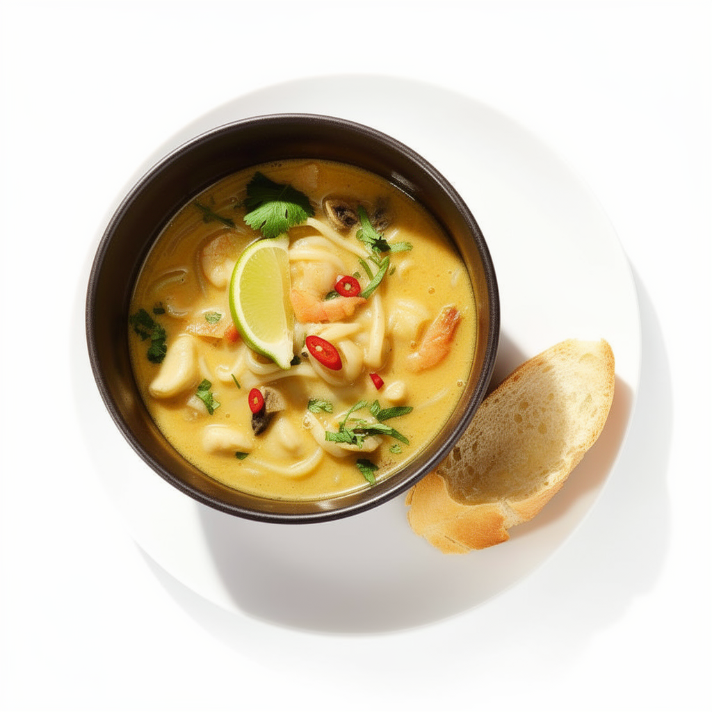 Tom Yum z kurczakiem, krewetkami i makaronem